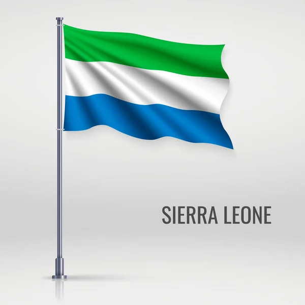 Mává Vlajkou Sierry Leone Stožáru Šablona Pro Design Plakátu Dne — Stockový vektor