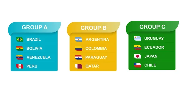 América do Sul grupos copo de futebol — Vetor de Stock