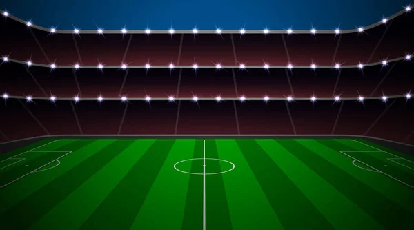Soccer stadium with green field. — Stock Vector