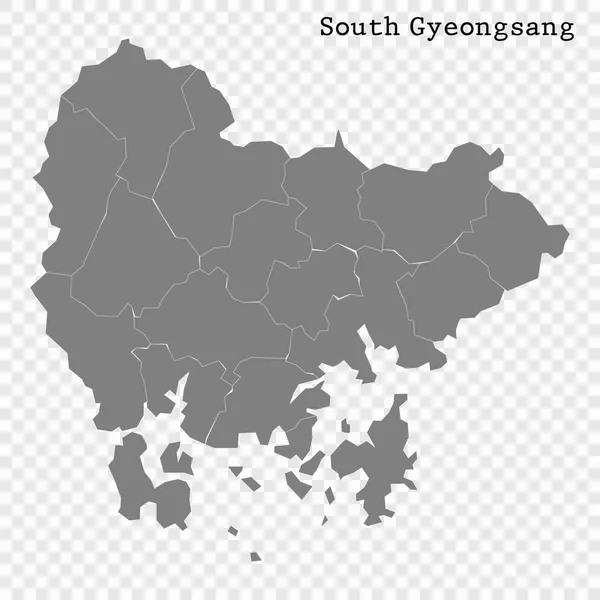 Hochwertige Karte Provinz Südkorea — Stockvektor