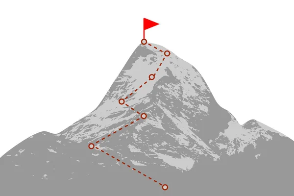 Montanha pico com rota — Vetor de Stock