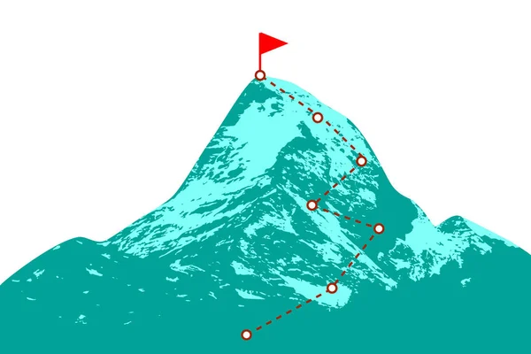 Pic de montagne avec itinéraire — Image vectorielle