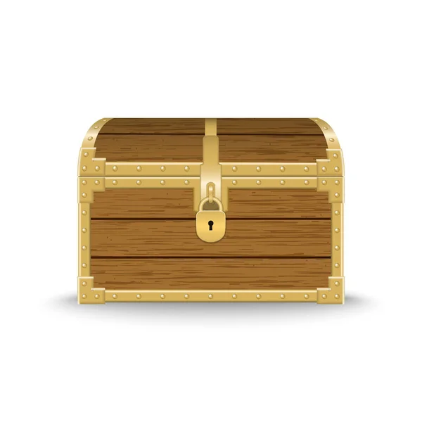 Realistic wooden chest . Vector illustration — Stock Vector