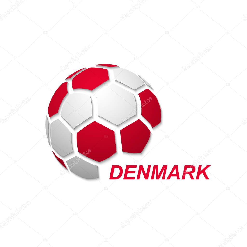 Football banner. Vector illustration of abstract soccer ball with Denmark national flag colors