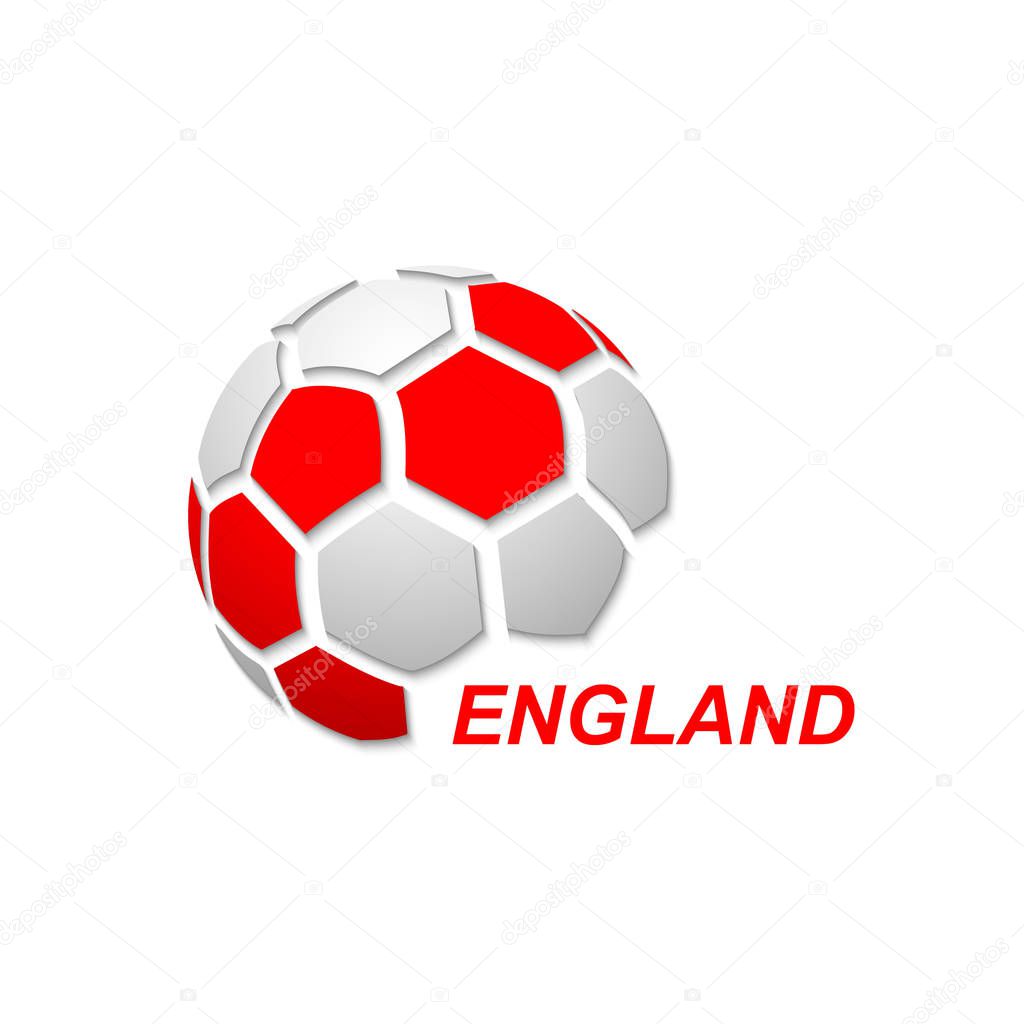 Football banner. Vector illustration of abstract soccer ball with England national flag colors