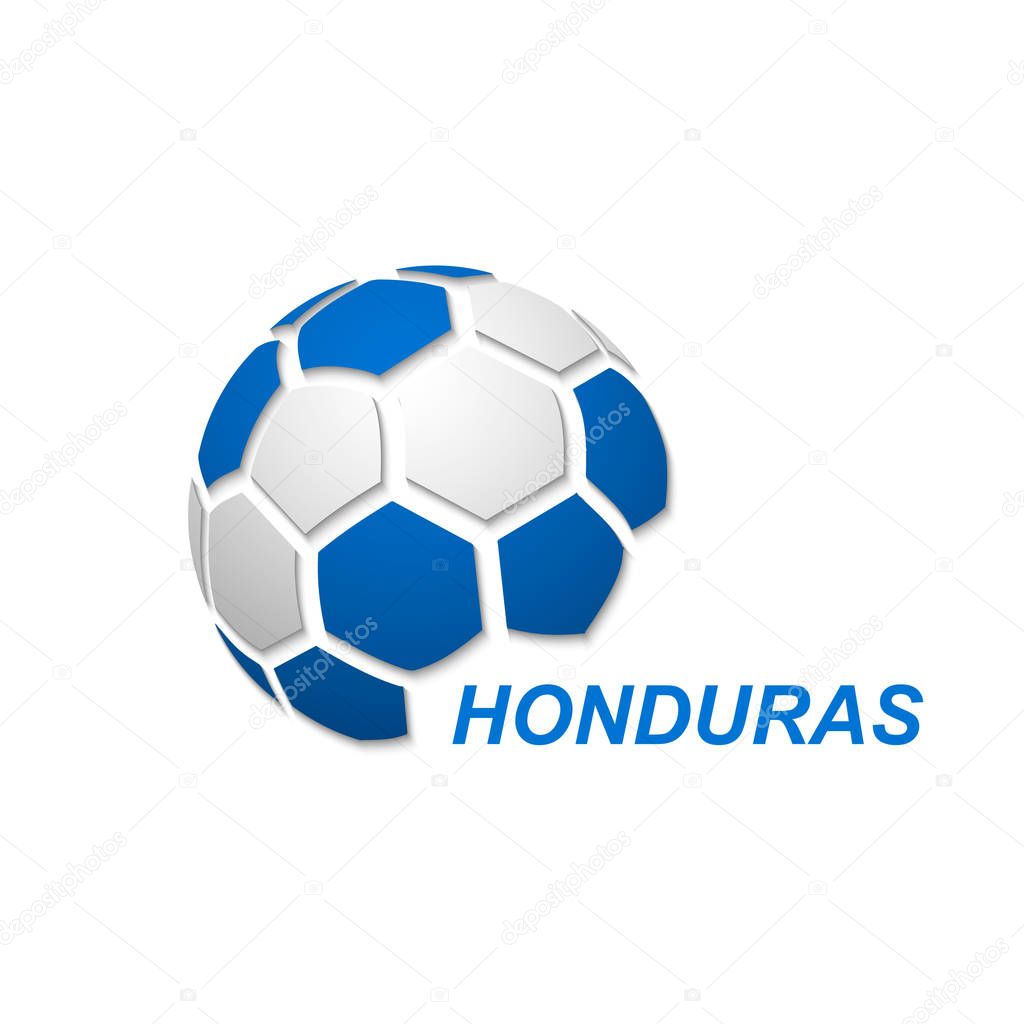 Football banner. Vector illustration of abstract soccer ball with Honduras national flag colors