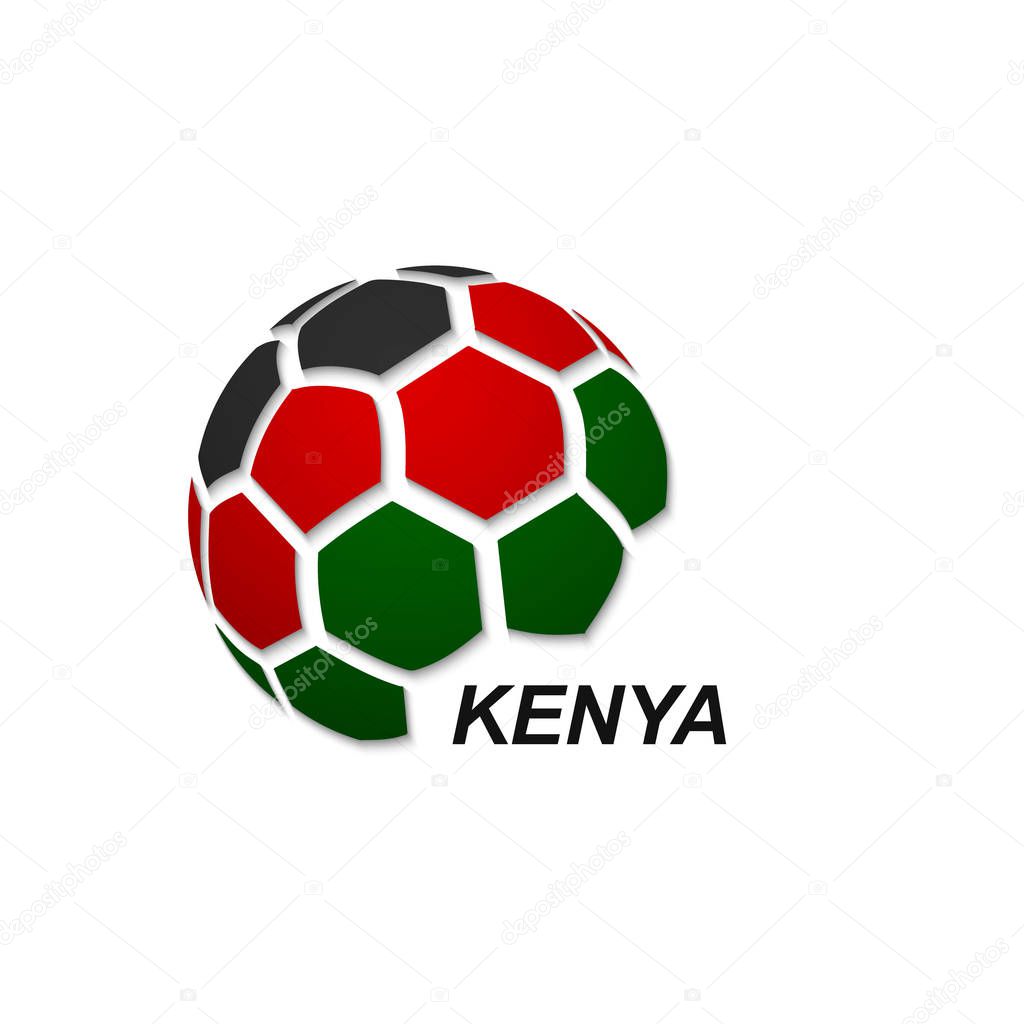 Football banner. Vector illustration of abstract soccer ball with Kenya national flag colors