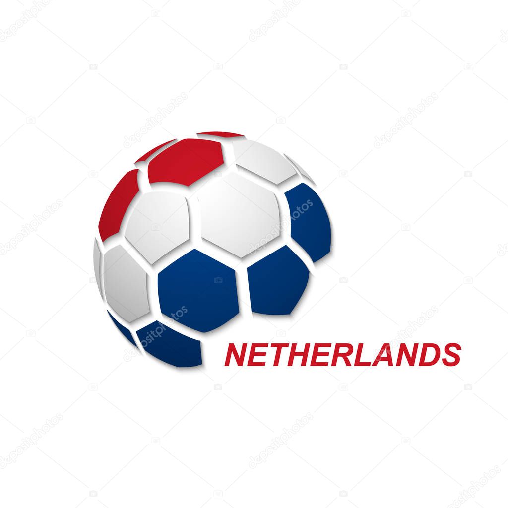 Football banner. Vector illustration of abstract soccer ball with Netherlands national flag colors