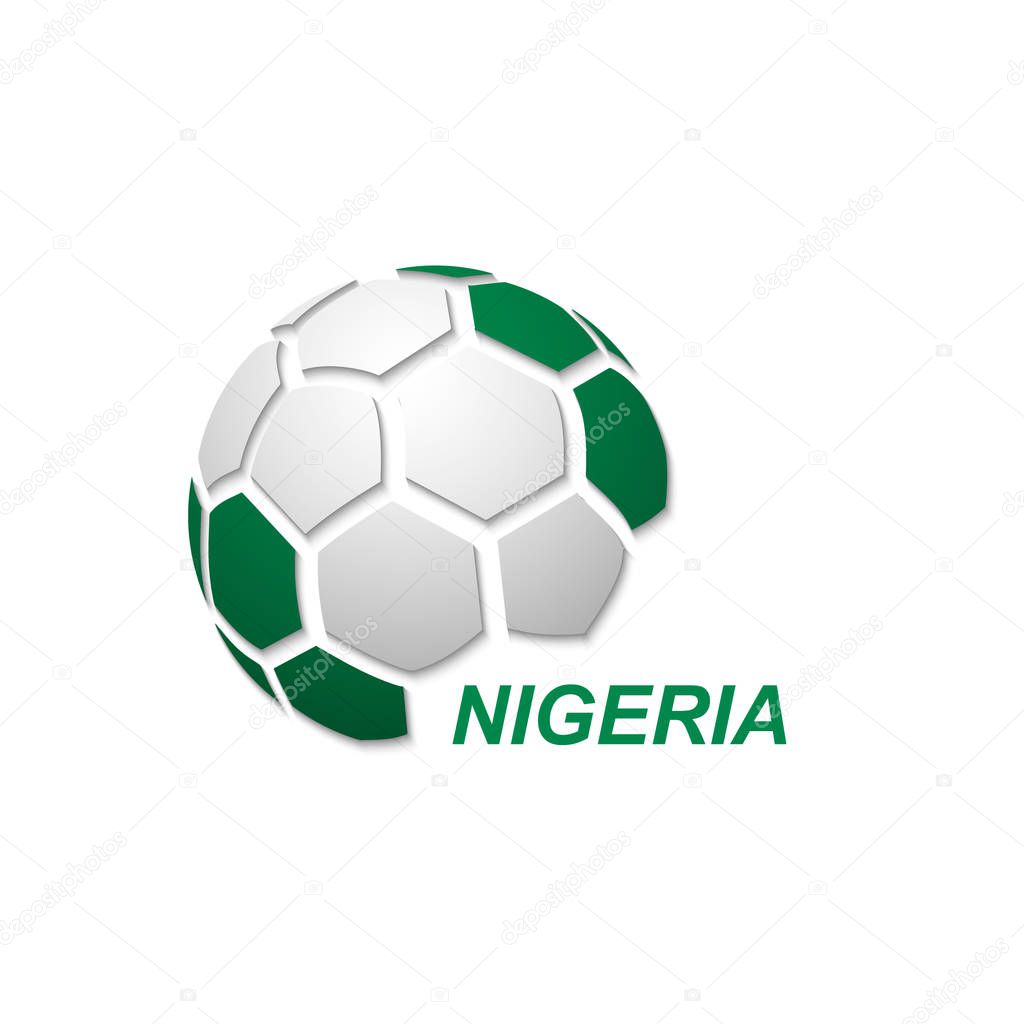 Football banner. Vector illustration of abstract soccer ball with Nigeria national flag colors