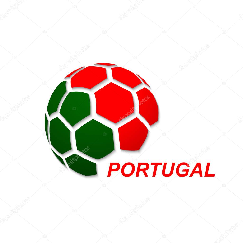 Football banner. Vector illustration of abstract soccer ball with Portugal national flag colors