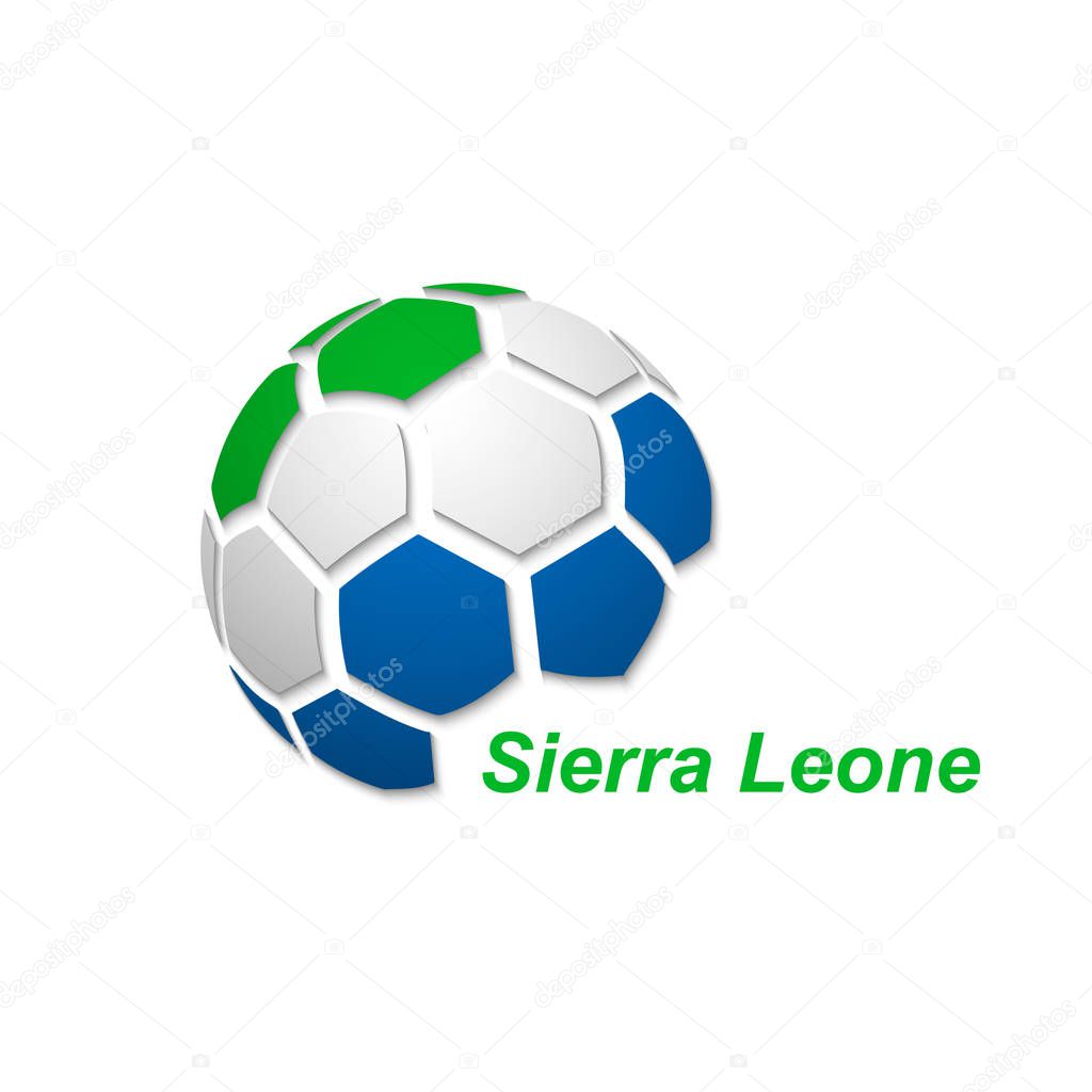 Football banner. Vector illustration of abstract soccer ball with Sierra Leone national flag colors
