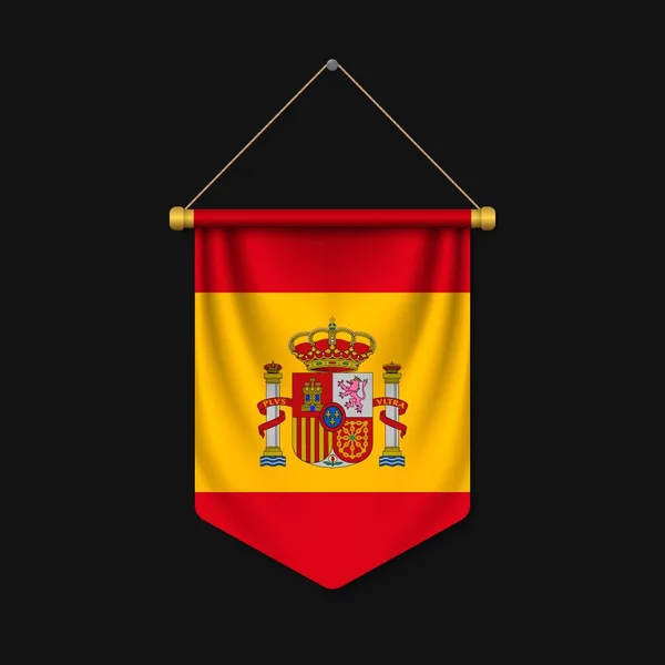 3d banderín realista con bandera — Archivo Imágenes Vectoriales