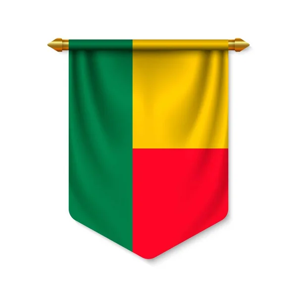 3d gagliardetto realistico con bandiera — Vettoriale Stock