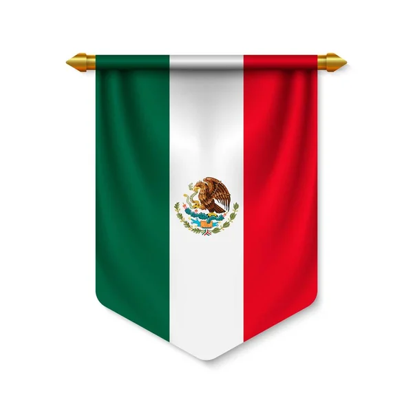 3d banderín realista con bandera — Vector de stock