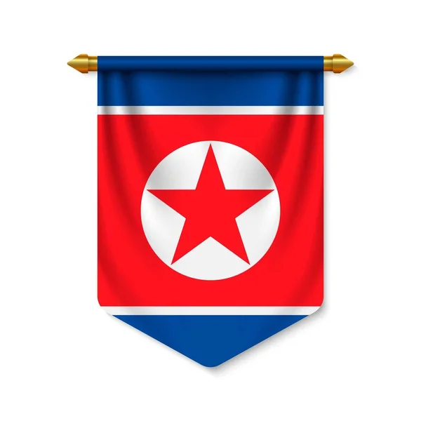 3d banderín realista con bandera — Vector de stock