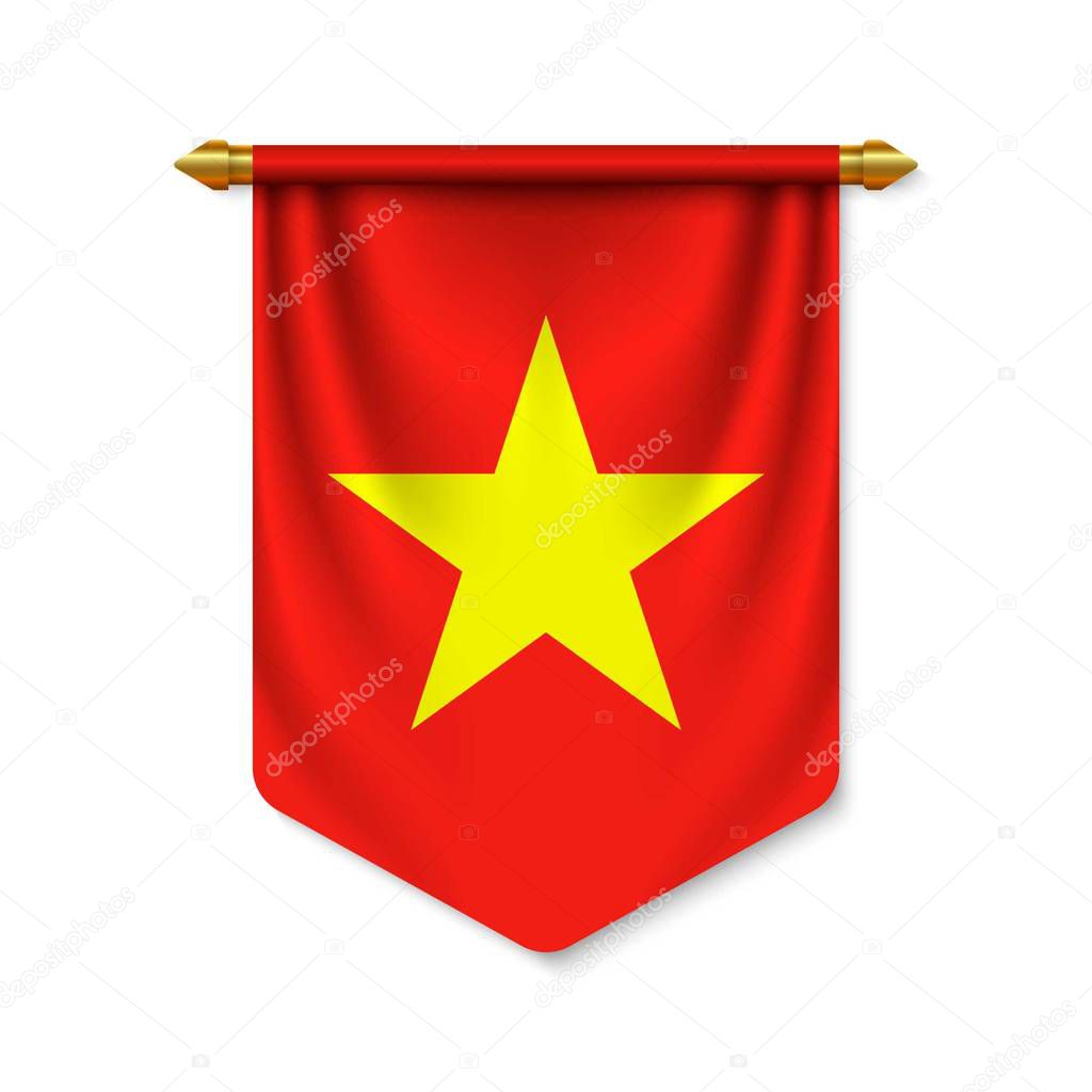 3d realistic pennant with flagn
