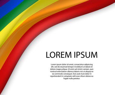 Lgbt gurur bayrağı ile kurdele veya afiş sallayarak.