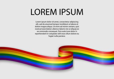 Lgbt gurur bayrağı ile kurdele veya afiş sallayarak.