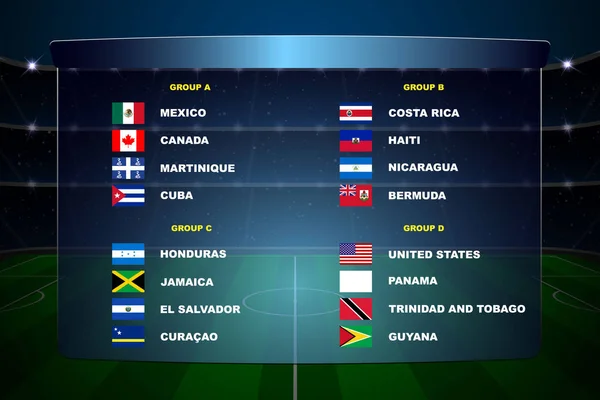 Amérique du Nord groupes de coupe de football — Image vectorielle