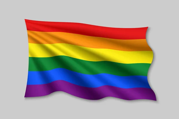 Vifta band eller banner med flagga av HBT Pride. — Stock vektor