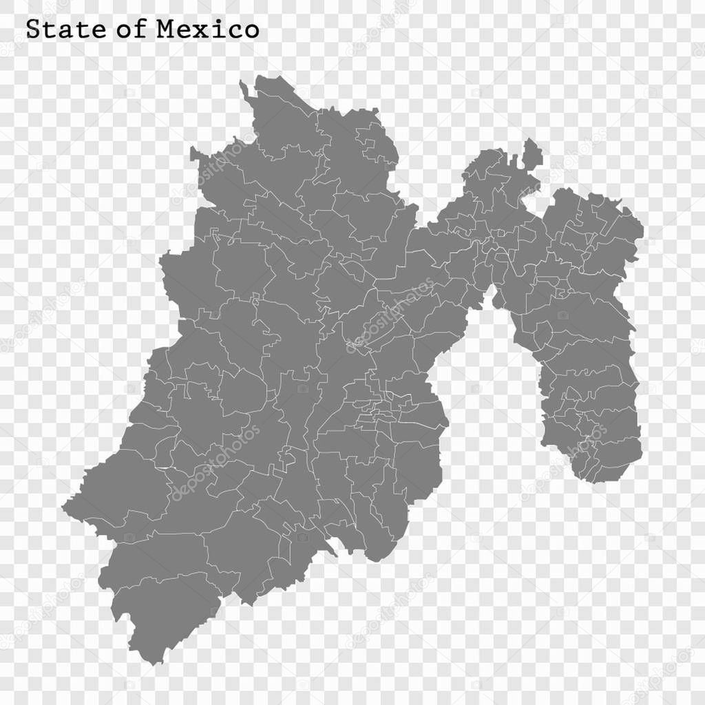 High Quality map is a state of Mexico