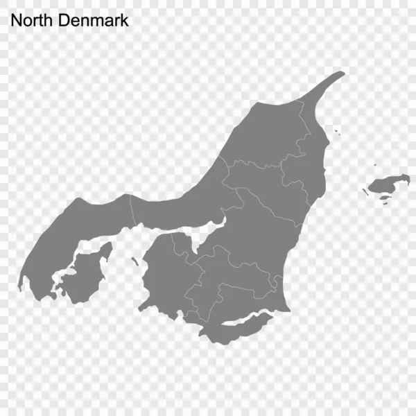 Hoge kwaliteit kaart is een regio van Denemarken — Stockvector