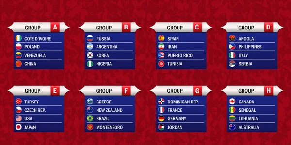 Groupes Coupe du monde de basket . — Image vectorielle