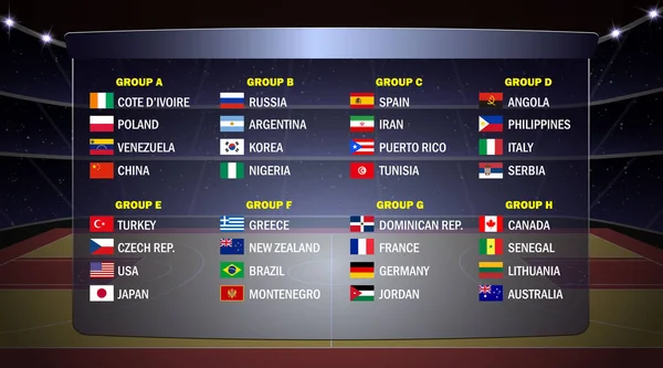 Groupes Coupe du monde de basket . — Image vectorielle