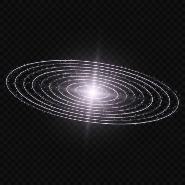 Efeito de luz de vetor de brilho, galáxia com círculos de órbita do planeta shini — Vetor de Stock