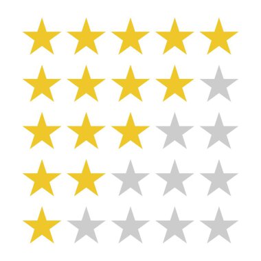 5 yıldızlı yıldız derecelendirme sembolleri.