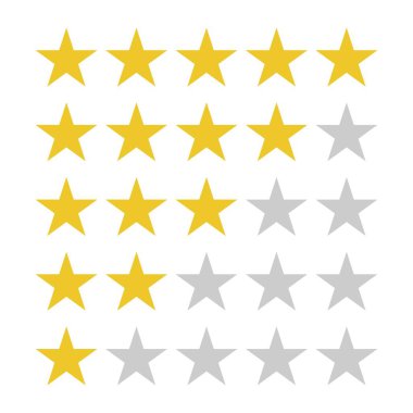 Star rating symbols with 5 star. clipart
