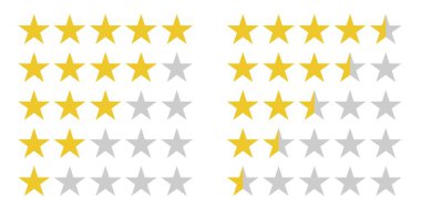 Star rating symbols with 5 star. clipart