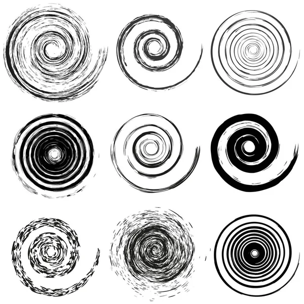 Set van spiraal-en Swirl hand getekende bewegingselementen — Stockvector