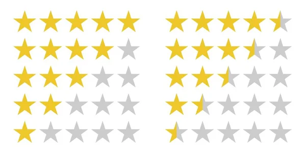 Star rating symbolen met 5 sterren. — Stockvector