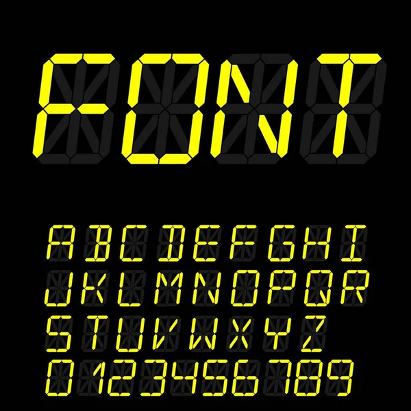 Digitale lettertype teken. Retro alfabet — Stockvector