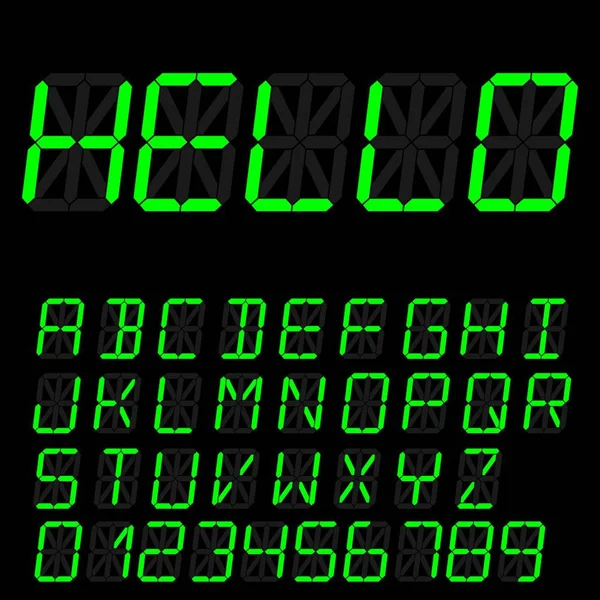 Digitalt teckensnitts tecken. Retro alfabetet — Stock vektor