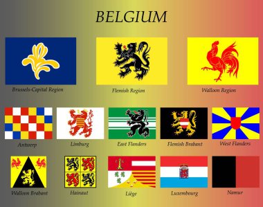 all flags of the Belgium regions. clipart