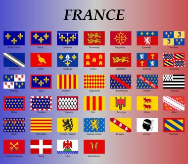 all flags of the France regions clipart