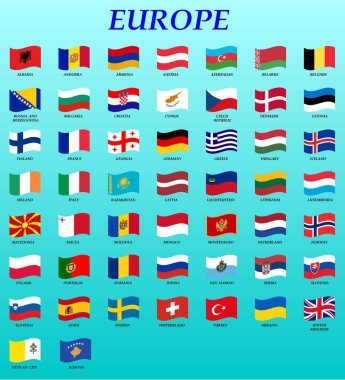 Avrupa bayrakları sallayarak seti