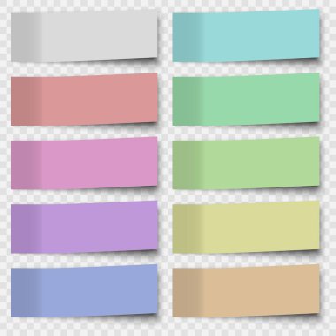 Yapışkan notlar veya Office kağıt sayfaları kümesi