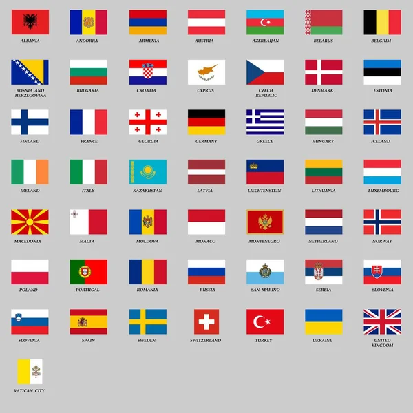 Set van alle vlaggen van Europa — Stockvector