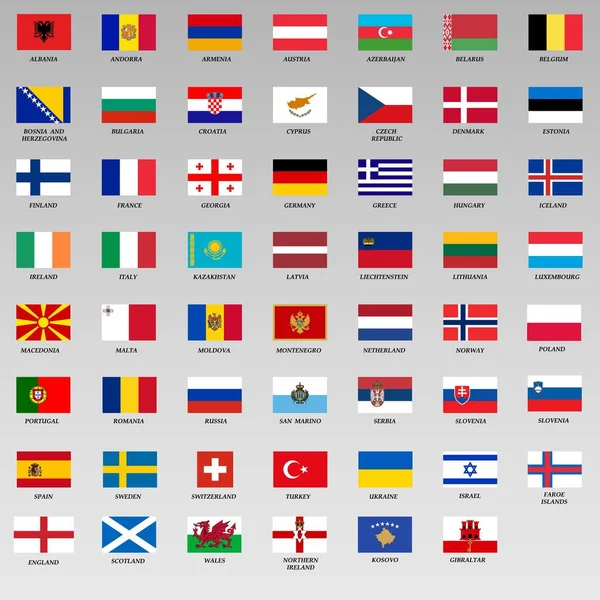 Set of all Europe flags — Stock Vector