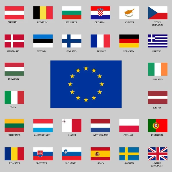 Conjunto de todas las banderas europeas — Vector de stock