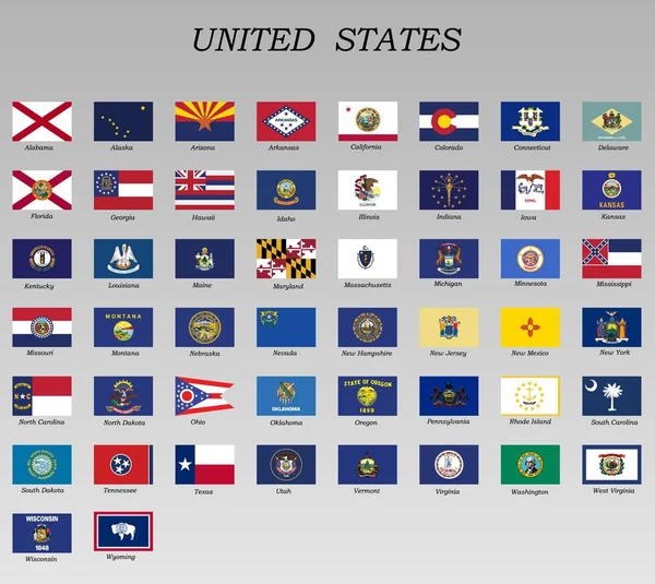 Todas as Bandeiras dos Estados Unidos — Vetor de Stock