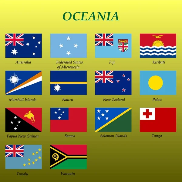 Set of all flags of Oceania — Stock Vector
