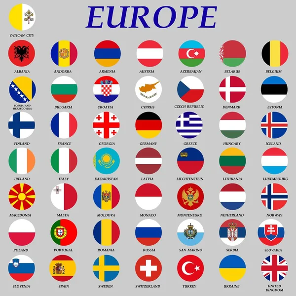 Európa kerek zászlói — Stock Vector