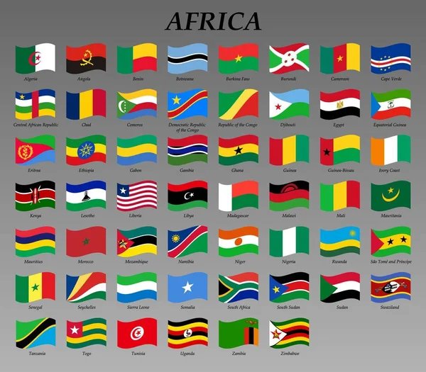 Set of waving flags of Africa Royalty Free Stock Vectors