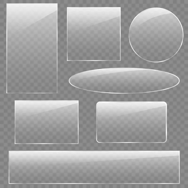 Set de plaques de verre, carré, rectangle — Image vectorielle