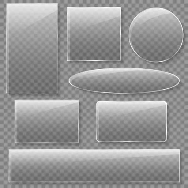 Conjunto de placas de vidro, quadrado, retângulo — Vetor de Stock