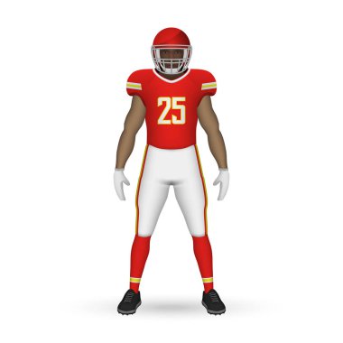 3D realistic American football player clipart